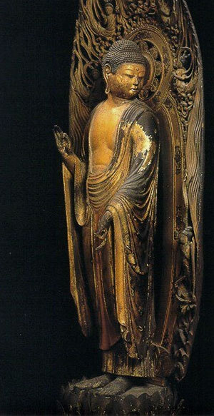 statue of Amida Buddha looking back